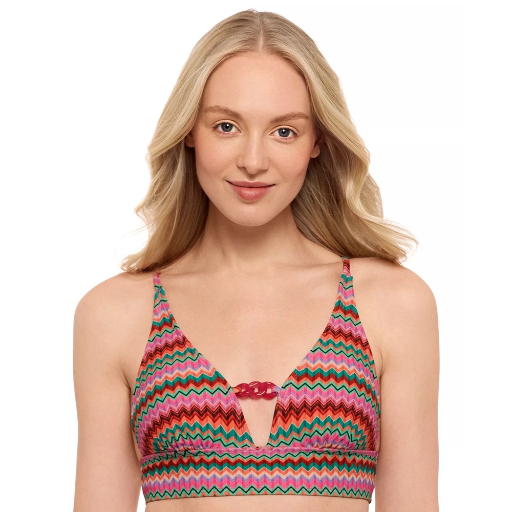 Salt + Cove Juniors Size Small Chevron Zig‎ Zag Front-Tab Midkini Swim Top 912